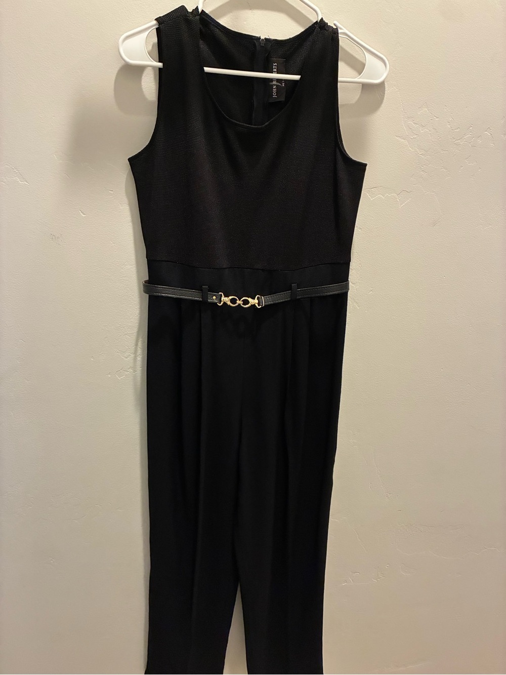Sleeveless Black Jumpsuit with Decorative Belt